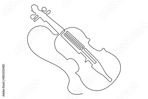 Violin icon continuous one line drawing minimalist style isolate outline