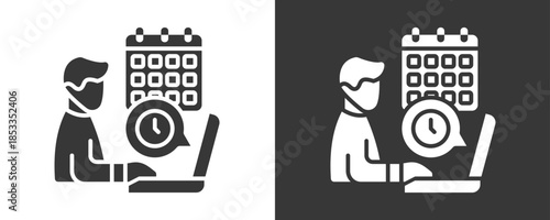 Job Schedule Icon Set Vector Collection Isolated In Black And White