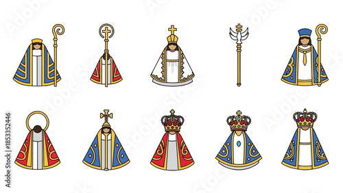 Icons of Virgin Mary A Collection of Religious Illustrations in Various Styles and Designs