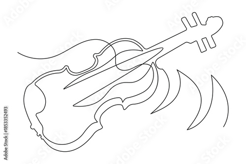 Violin icon simple outline single line art illustration isolated music