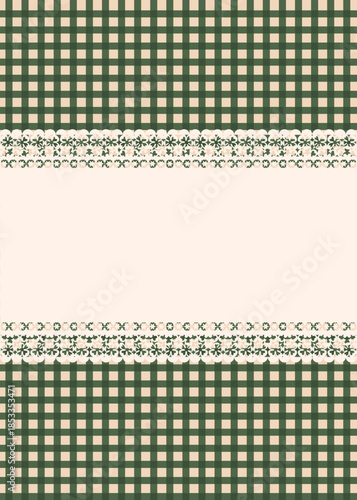 Green Gingham Pattern with Lace Border