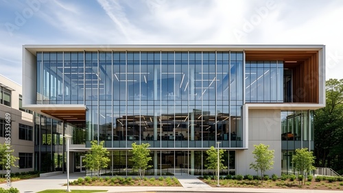 Contemporary office building exterior with clean lines and modern business architecture