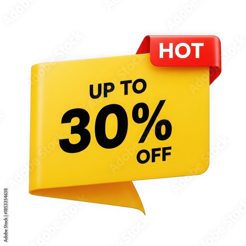Up to 30% off sale banner isolated on transparent background