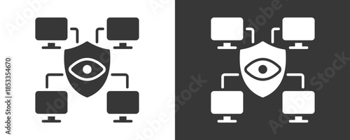 Monitoring Icon Set Vector Collection Isolated In Black And White
