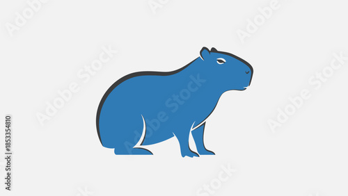 Minimalist blue capybara illustration on a light gray background, showcasing the animal's distinctive silhouette.