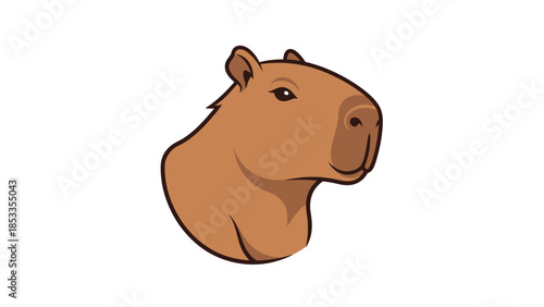 Cute capybara head illustration with simple cartoon style on a white background.