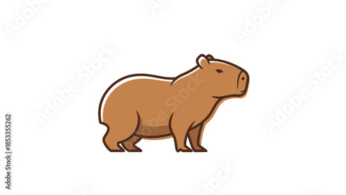 Cute cartoon capybara illustration, a large rodent known for its friendly nature and semi-aquatic lifestyle.