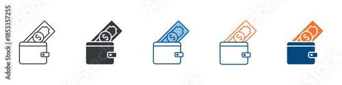 Wallet Icon Set Multiple Style Collection 