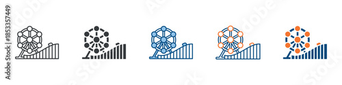 Amusement Park Icon Set Multiple Style Collection 