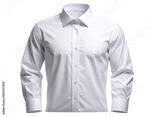  Blank White Male Formal Shirt, Front View Mockup, Isolated on Transparent Background