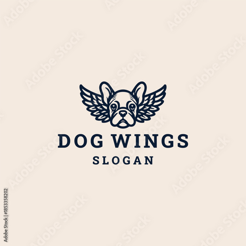 Dog wings logo icon design template vector illustration 