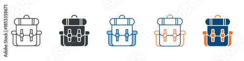 Backpack Icon Set Multiple Style Collection 
