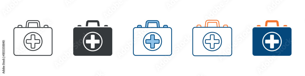 Fototapeta premium First Aid Kit Icon Set Multiple Style Collection 