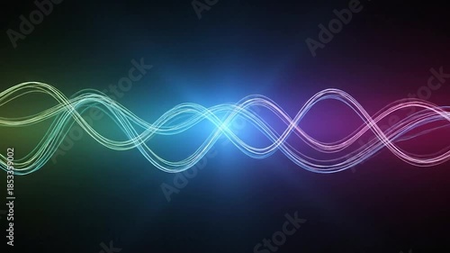 A vibrant abstract image showcasing flowing light waves across a spectrum of colors