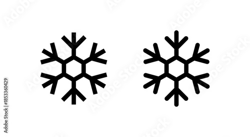 Black snowflake icon. Winter season, ice, and cold temperature symbol