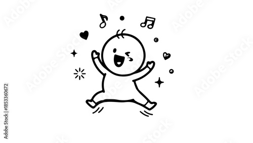 Funny cartoon android character with happy smiling face