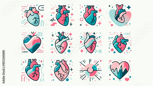 aesthetic icon image of a heart organ with soft colors