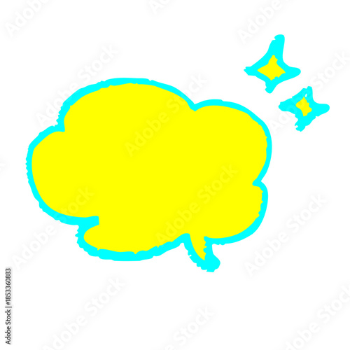 蛍光カラーの手描きクレヨン吹き出し ビジネス向け強調フレーム素材