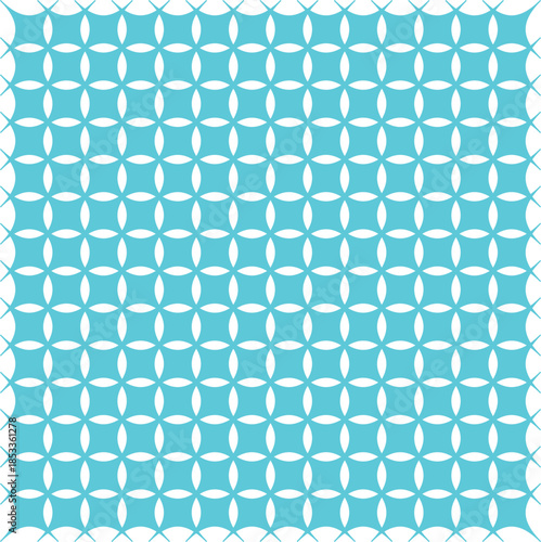 Seamless repeating pattern of teal squares with white oval cutouts background texture