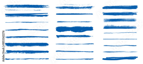 様々な線幅のかすれたブルーの線の素材