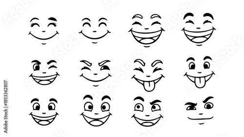 Funny cartoon faces vector set of avatars and expressions