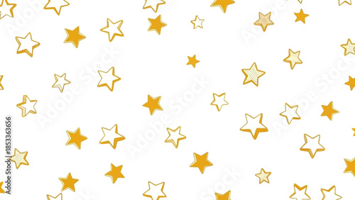 A white background with a scattering of golden and light yellow star shapes.