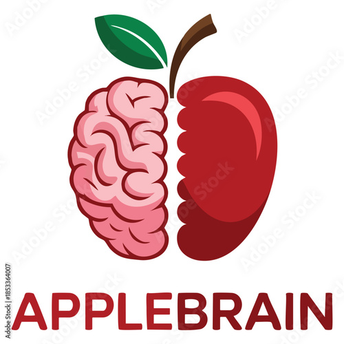 Apple brain vector logo template using fruit symbol ideal for knowledge food education branding creative learning and health focused design concepts