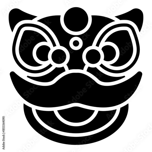 Lion Dance Head Solid Icon