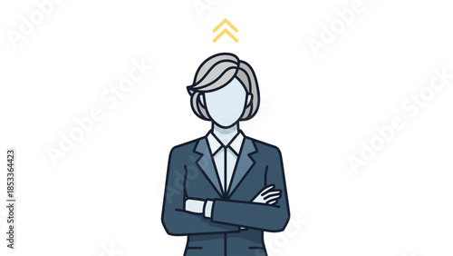 Confident businesswoman with crossed arms and upward trend