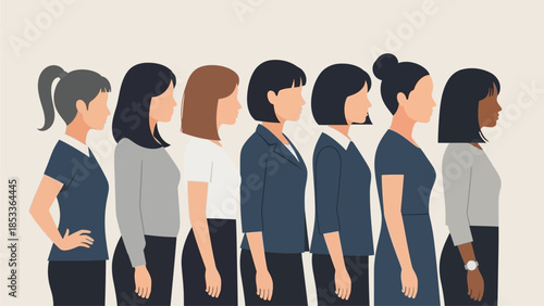 Diverse group of professional women standing in a row