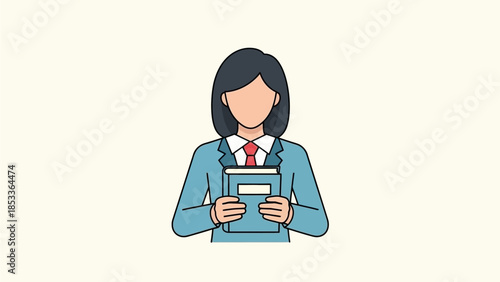 Businesswoman holding documents in professional attire confidently