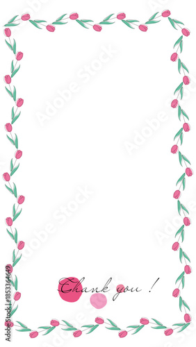 カラフルな花のフレーム　チューリップ　枠　フレーム