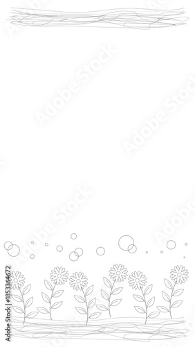 カラフルな花のフレーム　リース　枠　フレーム