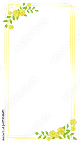 カラフルな花のフレーム　リース　枠　フレーム