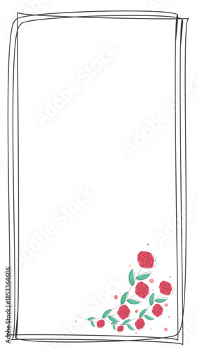 カラフルな花のフレーム　カーネーション　枠　フレーム