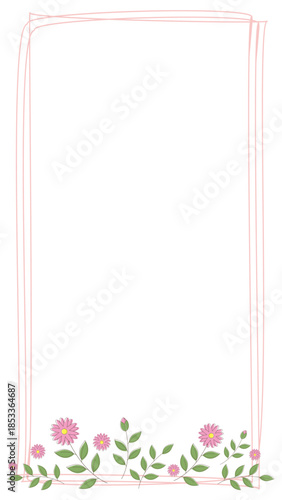 カラフルな花のフレーム　リース　枠　フレーム