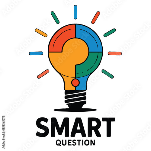 Bulb lamp and question mark symbol in question and answer vector logo template suitable for idea support service creative learning and knowledge based branding