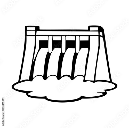 Cartoon Icon Energy Water Dam Reservoir Simple Digital Design