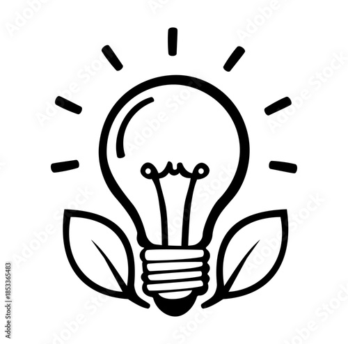  Cartoon Icon Energy Shiny Light Bulb Simple Digital Design