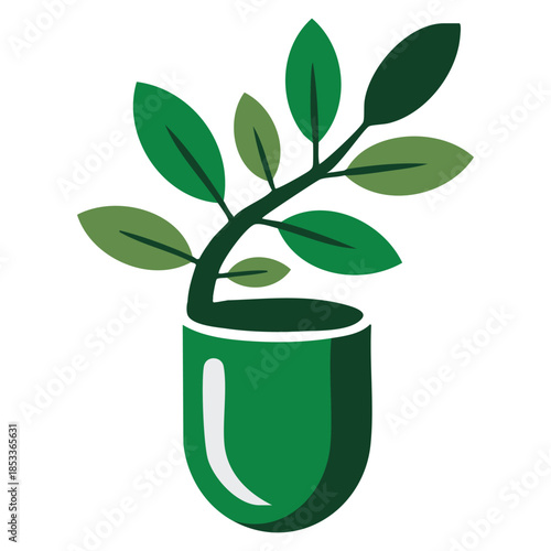 Capsule pharmacy medical logo template vector with tree nature or leaf in blue and green color suitable for health business doctor hospital and cross symbol themes