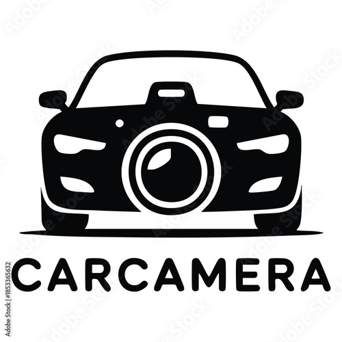 Car camera vector logo template using transportation symbol suitable for capture technology vehicle security branding driving record tools or auto tech services