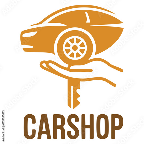 Car shop vector logo template using hand symbol suitable for vehicle business car service dealer branding and automotive customer support themed identity design