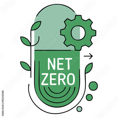 Carbon neutrality net zero emblem vector illustration with globe shape and leaves geometric design ideal for CO2 reduction clean industrial and eco friendly concepts