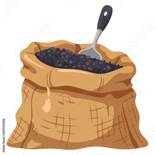 Cartoon fertilizer bag vector illustration perfect for agriculture farm gardening and plant growth themed playful creative design concepts