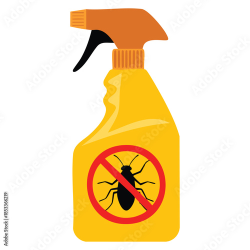 Cartoon vector illustration of insecticide sprayer bottle exterminating pests perfect for gardening agriculture pest control or educational vector themed artwork