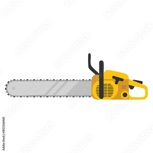 Chain saw powered vector illustration with tough blade hard toothed edge perfect for wood cutting forestry tools equipment and technology creative artwork