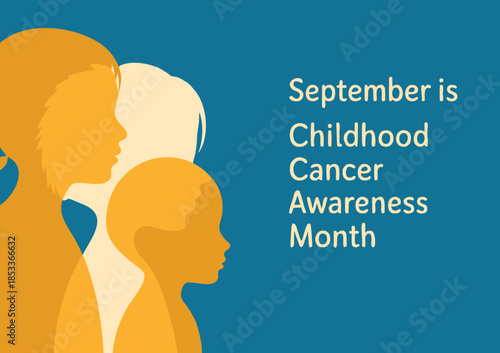 Childhood Cancer Awareness Month vector illustration September child face profile silhouette baby head icon isolated on blue background important day awareness