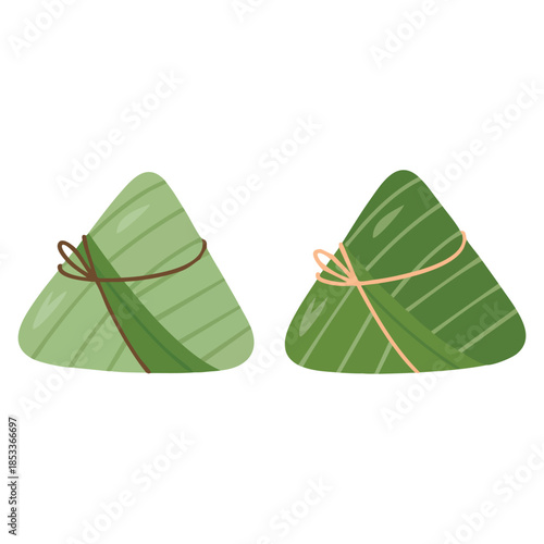 Chinese rice dumplings bamboo leaf vector illustration perfect for isolated traditional Boat Festival cultural holiday and Asian food themed creative designs