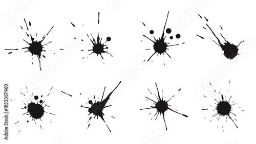 Set of black ink splatters for design