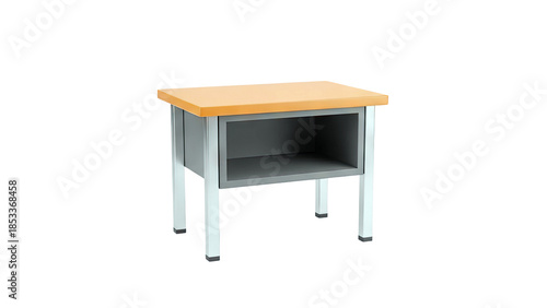 Modern Nightstand with Shelf Isolated on White Background